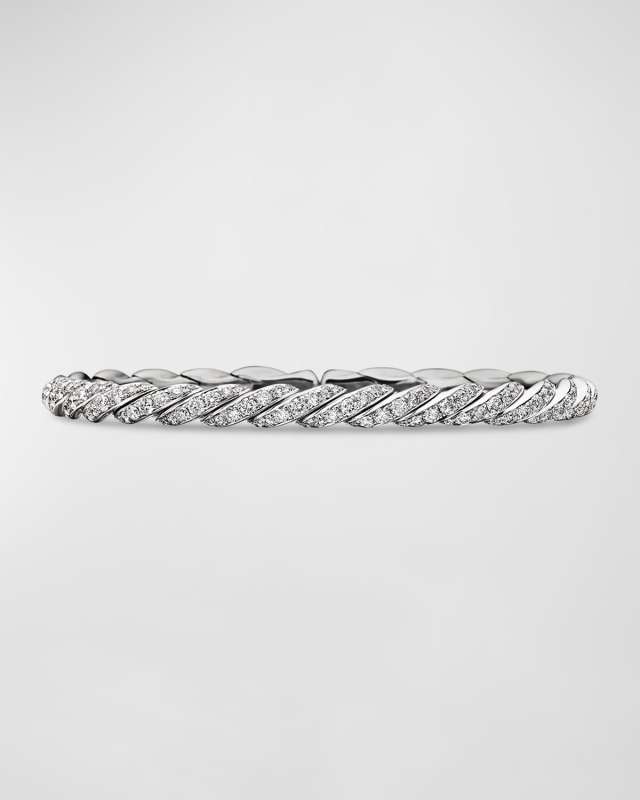Sculpted Cable Flex Bracelet with Diamonds in 18K White Gold, 5